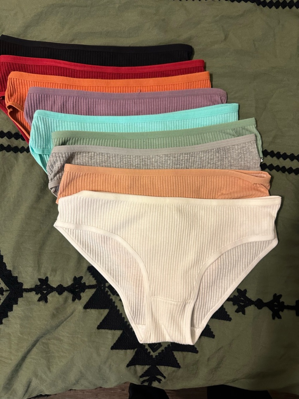 Women’s Ribbed Cotton-Blend Bikini Briefs - Multi Colors
